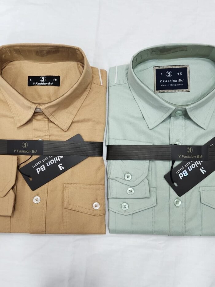 Long sleeve double pocket shirt 2pc- L