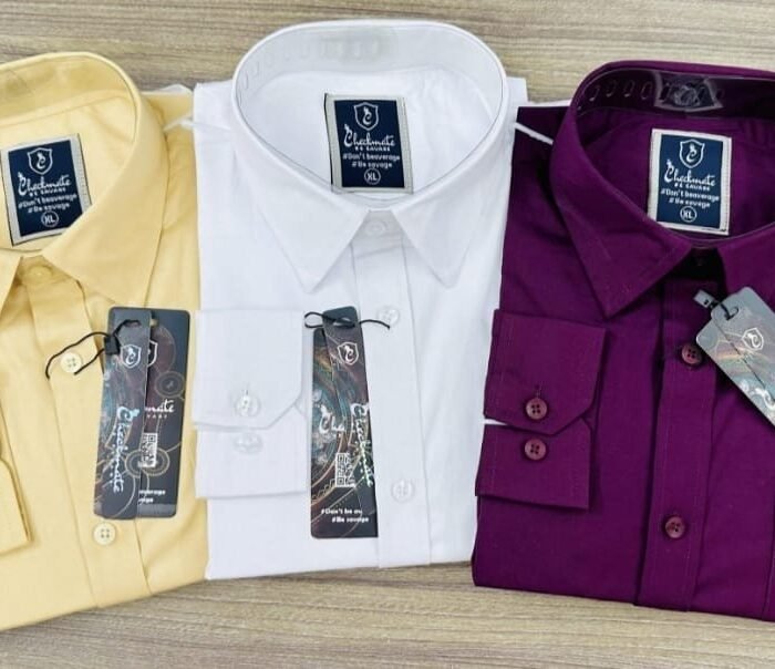 Solid Shirt Combo Offer Biscuit, White , Purple 3Pc. - XL