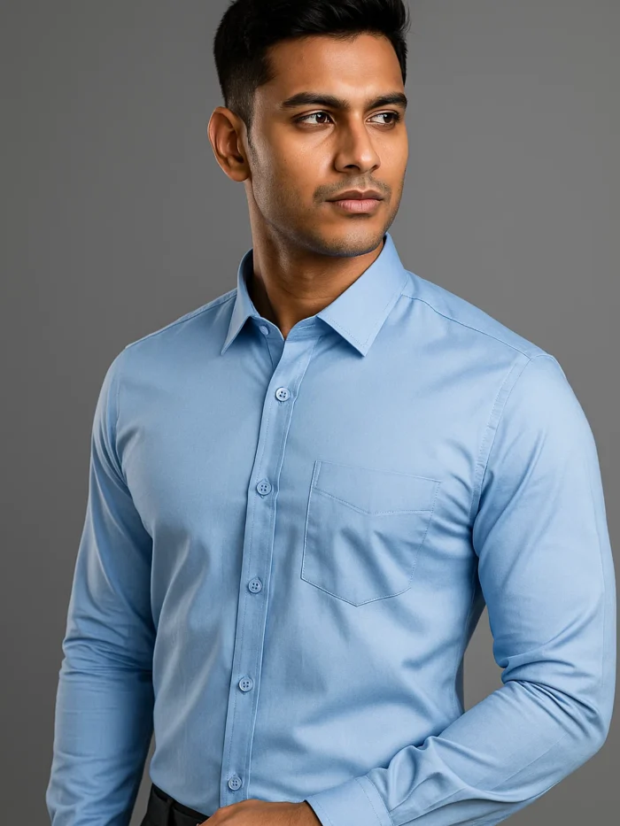 Export Quality MG Cotton Full Sleeve Shirt (Sky).