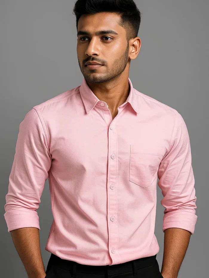 Export Quality MG  Cotton Full Sleeve Shirt (Pink).