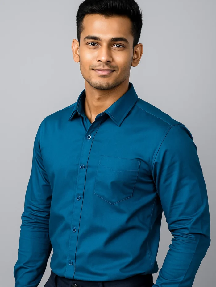 Export Quality MG Cotton Full Sleeve Shirt (Petrol).