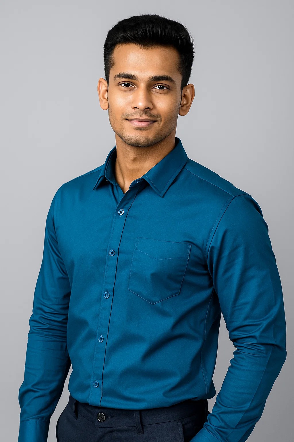 Export Quality MG Cotton Full Sleeve Shirt (Petrol).