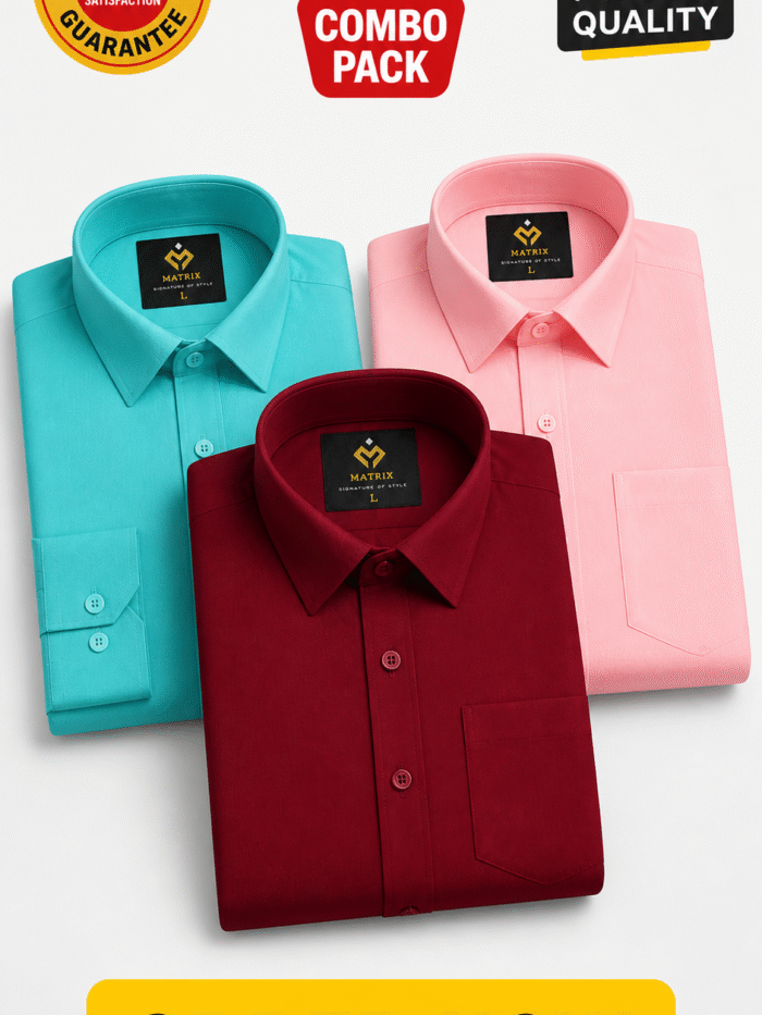 Solid Shirt Combo Offer Meroon Pink Pest